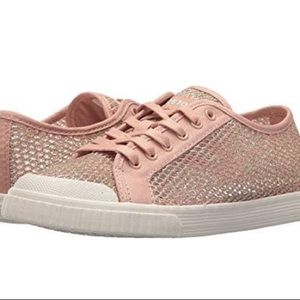 Tretorn blush/white/glitter mesh sneaker